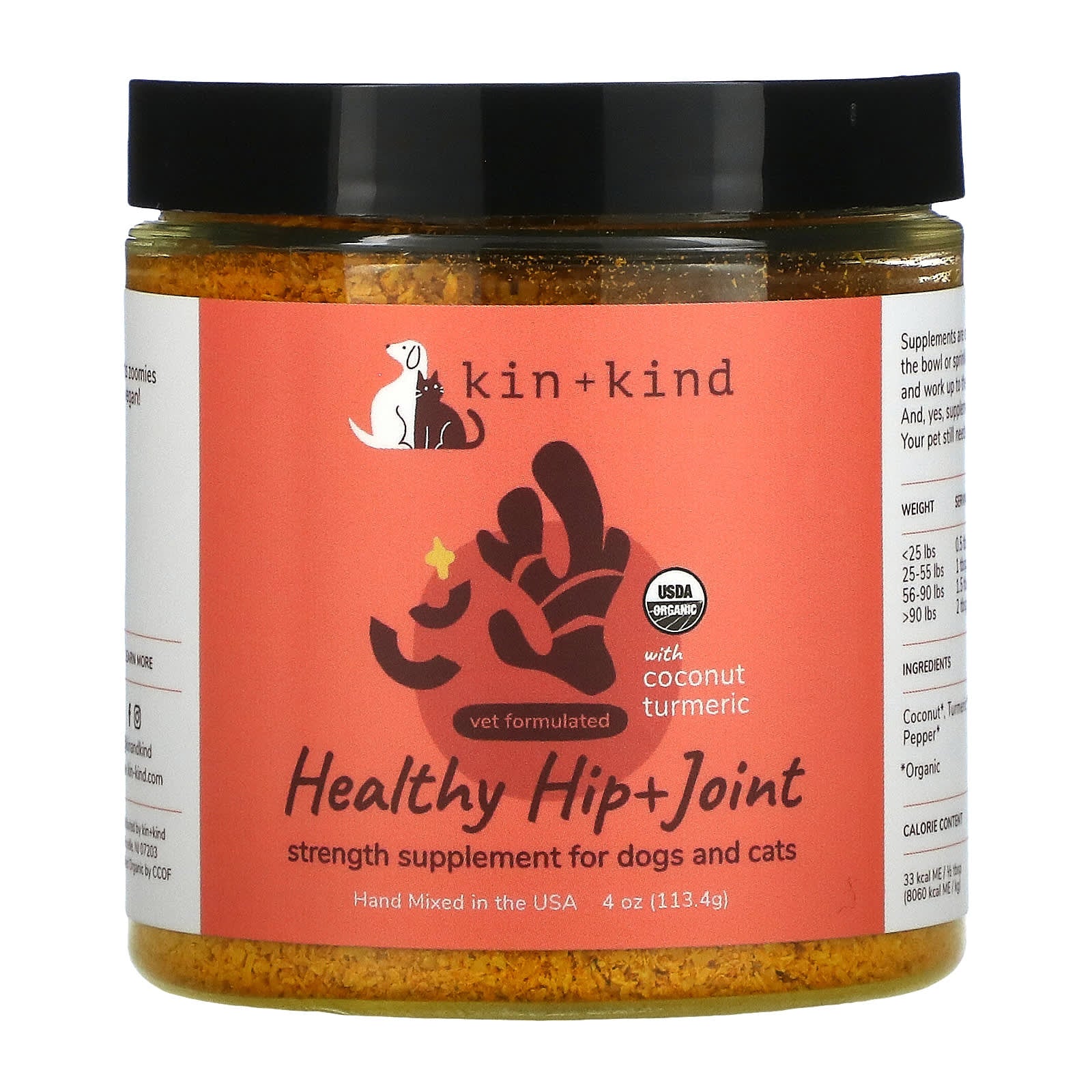 Kin+Kind-Healthy Hip + Joint-For Dogs and Cats-Senior -4 oz (113.4 g)