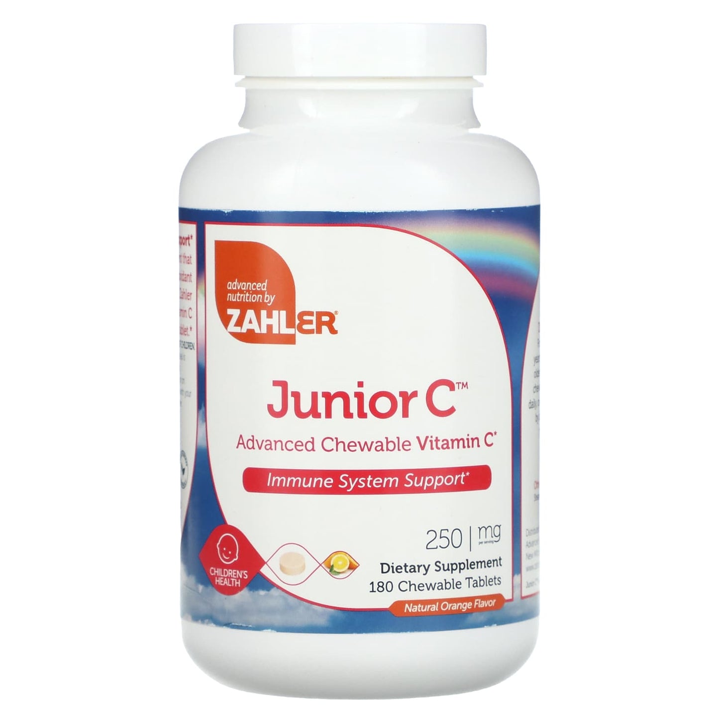 Zahler-Junior C-Advanced Chewable Vitamin C-Natural Orange-250 mg-180 Chewable Tablets