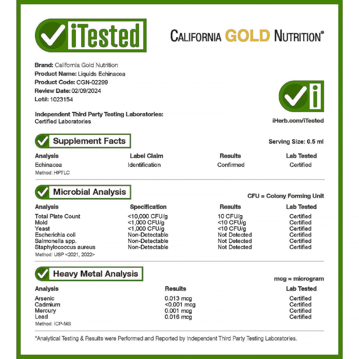 California Gold Nutrition, Liquid Echinacea For Children, No Alcohol, Natural Orange Flavor, 1 fl oz (30 ml)