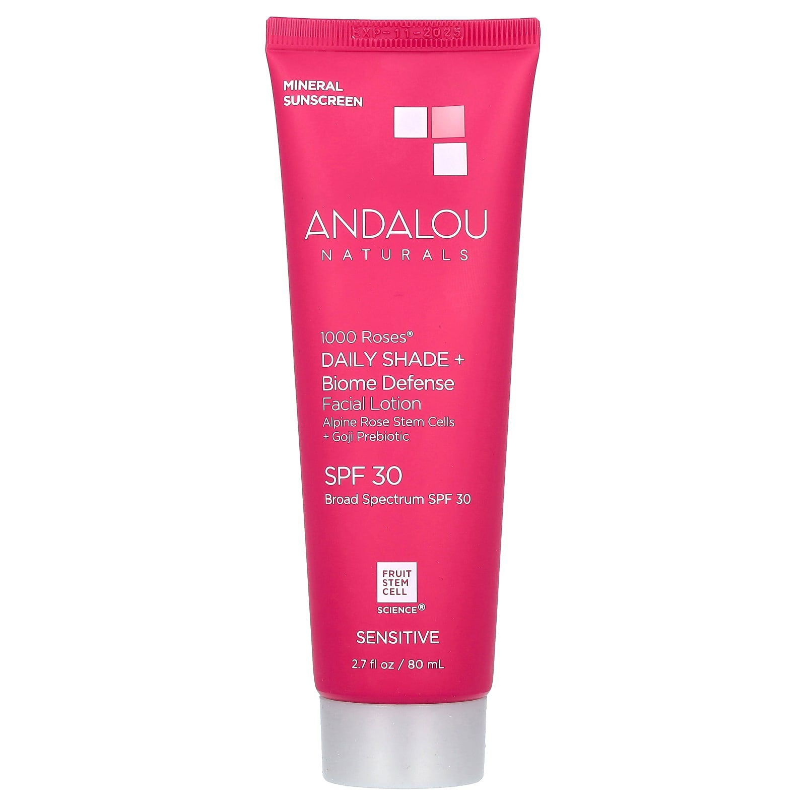 Andalou Naturals-1000 Roses-Daily Shade + Biome Defense-Facial Lotion-SPF 30-2.7 fl oz (80 ml)