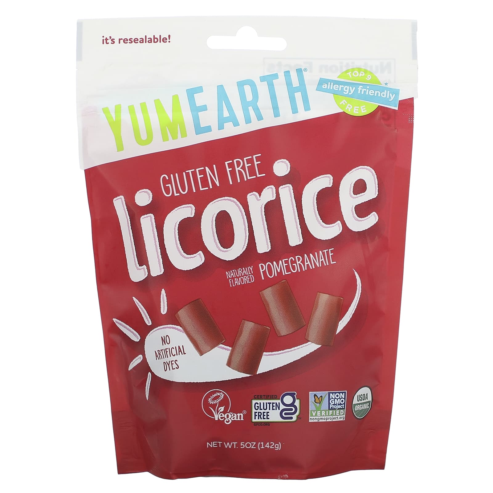 YumEarth-Gluten Free Licorice-Pomegranate-5 oz (142 g)