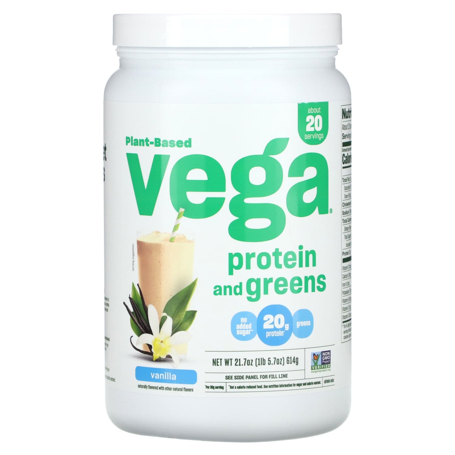 Vega-Plant-Based-Protein and Greens-Vanilla-1 lb 5.7 oz (614 g)