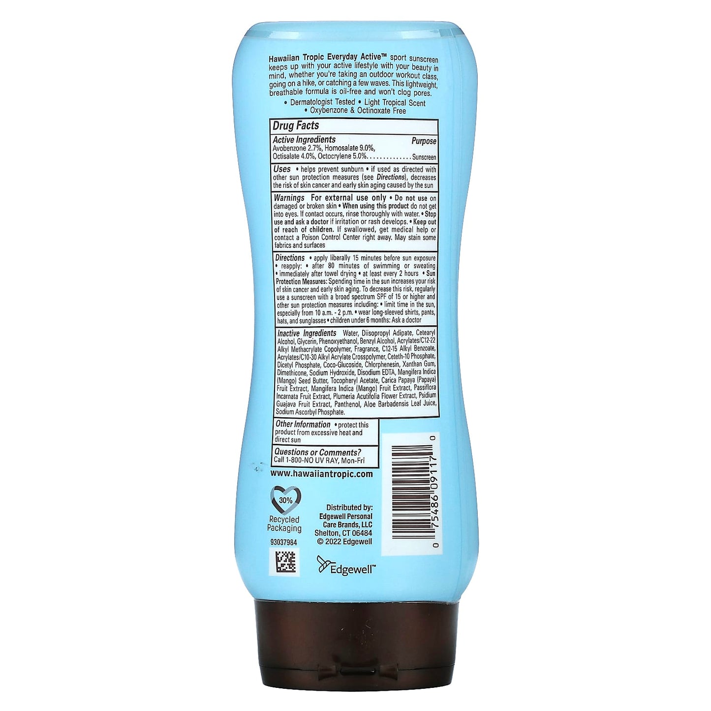 Hawaiian Tropic, Everyday Active, Sport Sunscreen Lotion, SPF 50, Light Tropical, 8 fl. oz (236 ml)