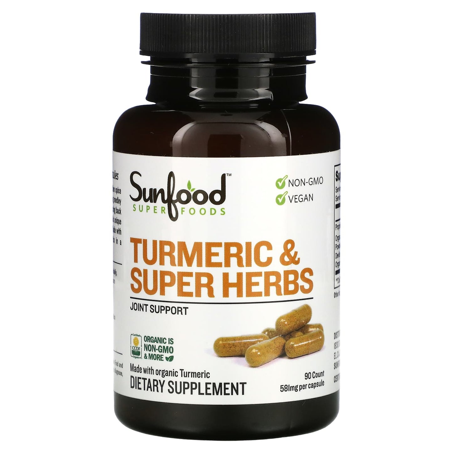 Sunfood-Turmeric & Super Herbs-581 mg-90 Capsules