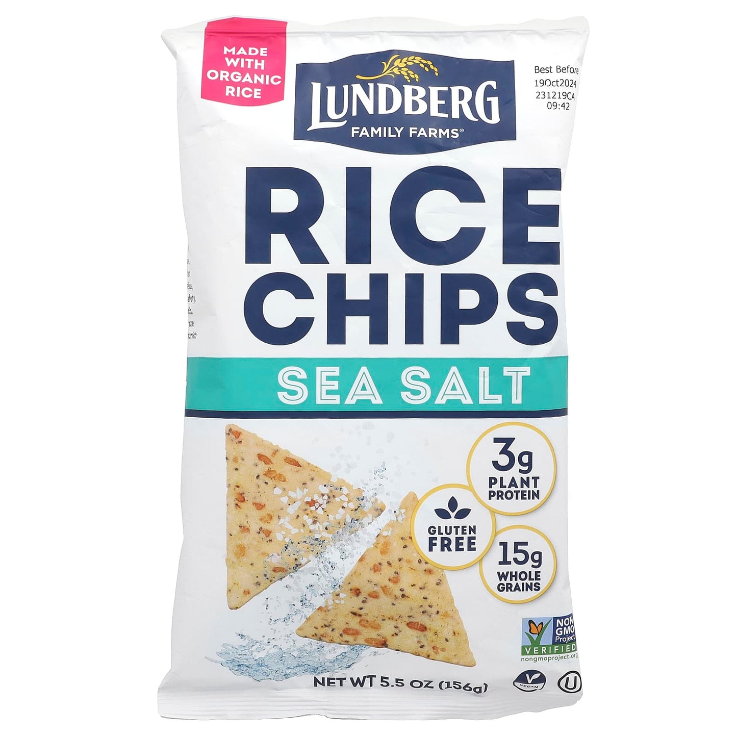 Lundberg-Rice Chips-Sea Salt-5.5 oz (156 g)