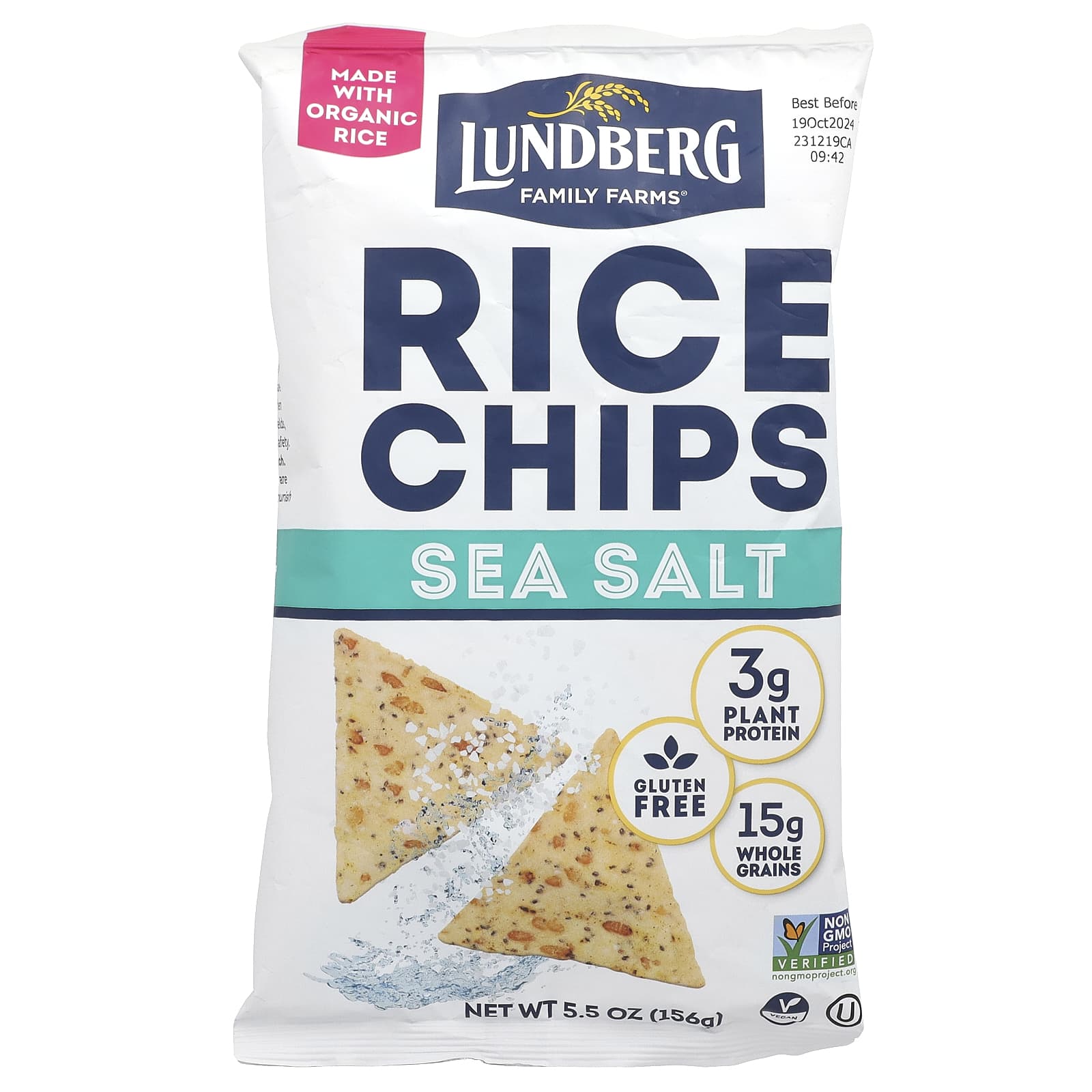 Lundberg-Rice Chips-Sea Salt-5.5 oz (156 g)