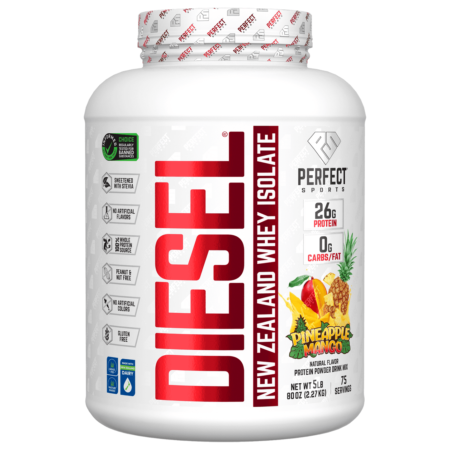 Perfect Sports-Diesel-New Zealand Whey Isolate-Pineapple Mango-5 lb (2.27 kg)