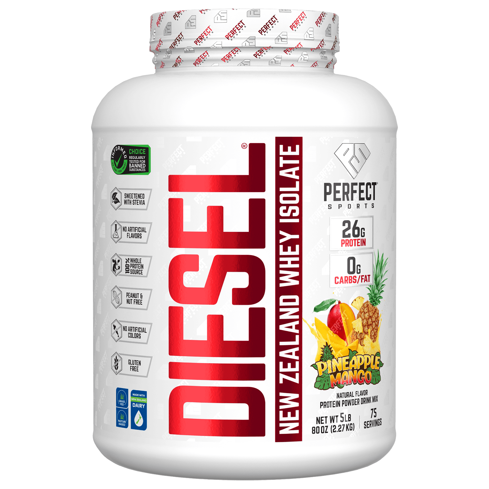 Perfect Sports-Diesel-New Zealand Whey Isolate-Pineapple Mango-5 lb (2.27 kg)