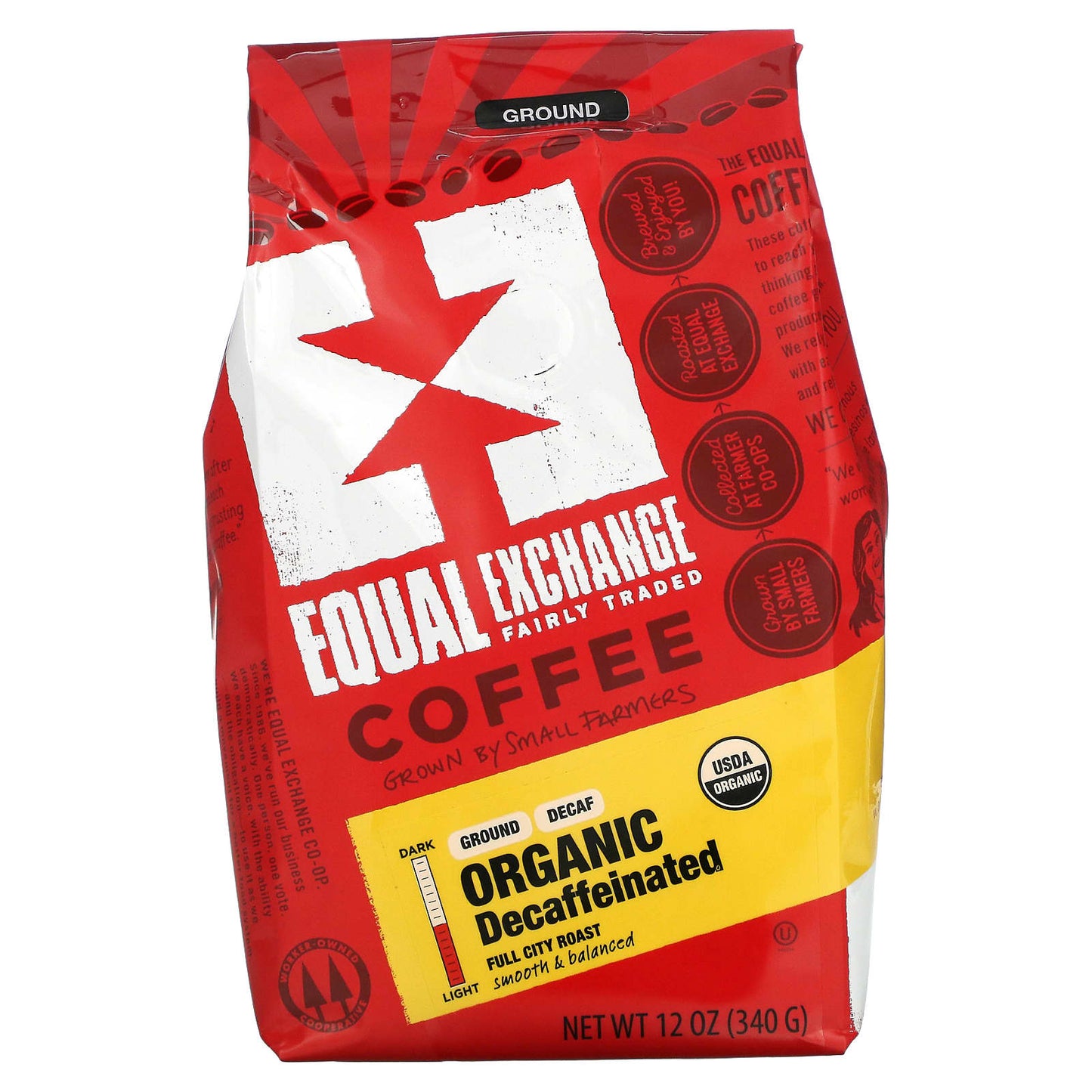 Equal Exchange-Organic Coffee-Ground-Full City Roast-Decaffeinated-12 oz (340 g)