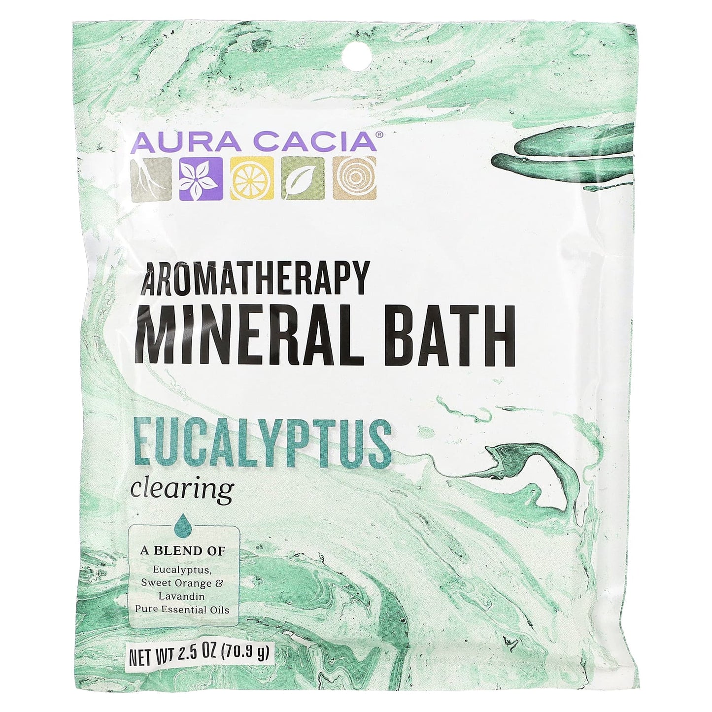 Aura Cacia-Aromatherapy Mineral Bath-Clearing Eucalyptus-2.5 oz (70.9 g)