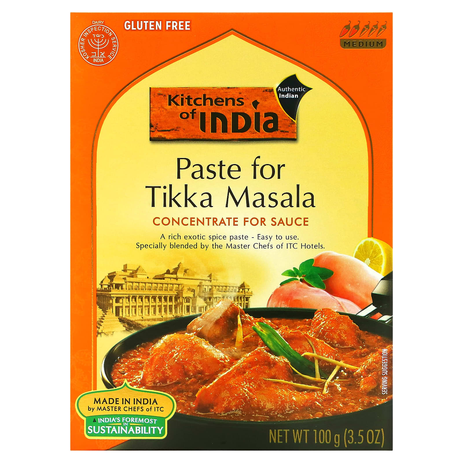 Kitchens of India-Paste For Tikka Masala-Concentrate For Sauce-Medium-3.5 oz (100 g)