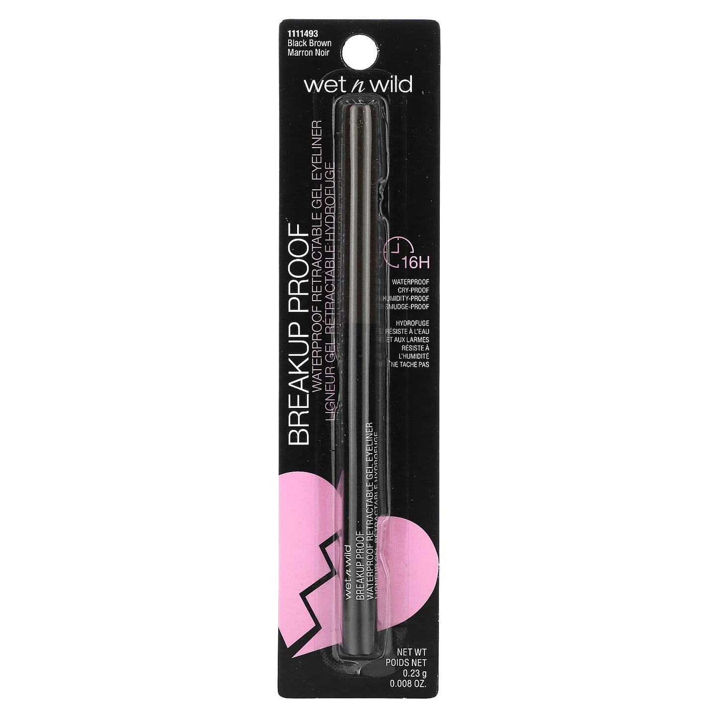 wet n wild, Breakup Proof, Waterproof Retractable Gel Eyeliner, Black Brown, 0.008 oz (0.23 g)