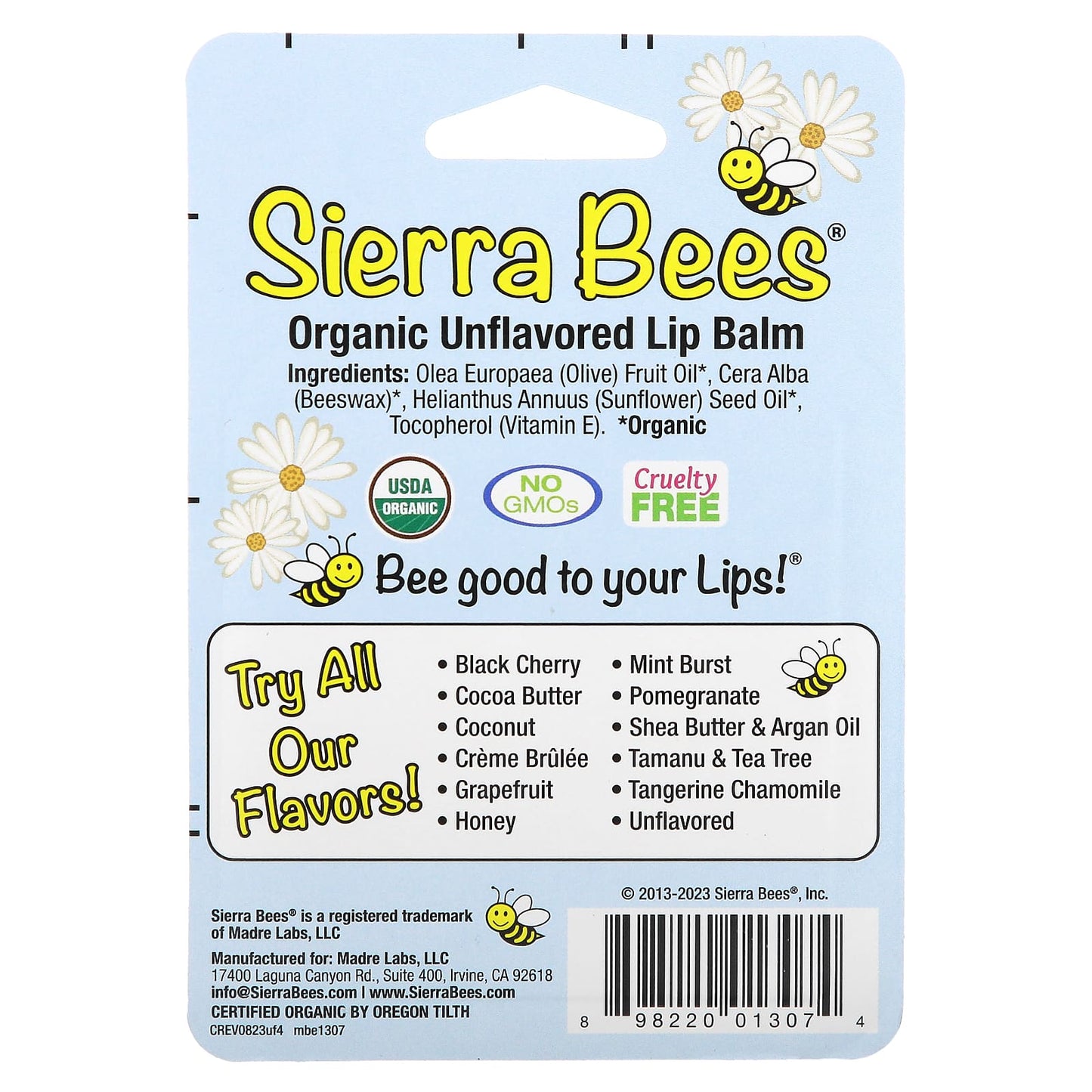 Sierra Bees, Organic Lip Balms, Unflavored, 4 Pack, 0.15 oz (4.25 g) Each