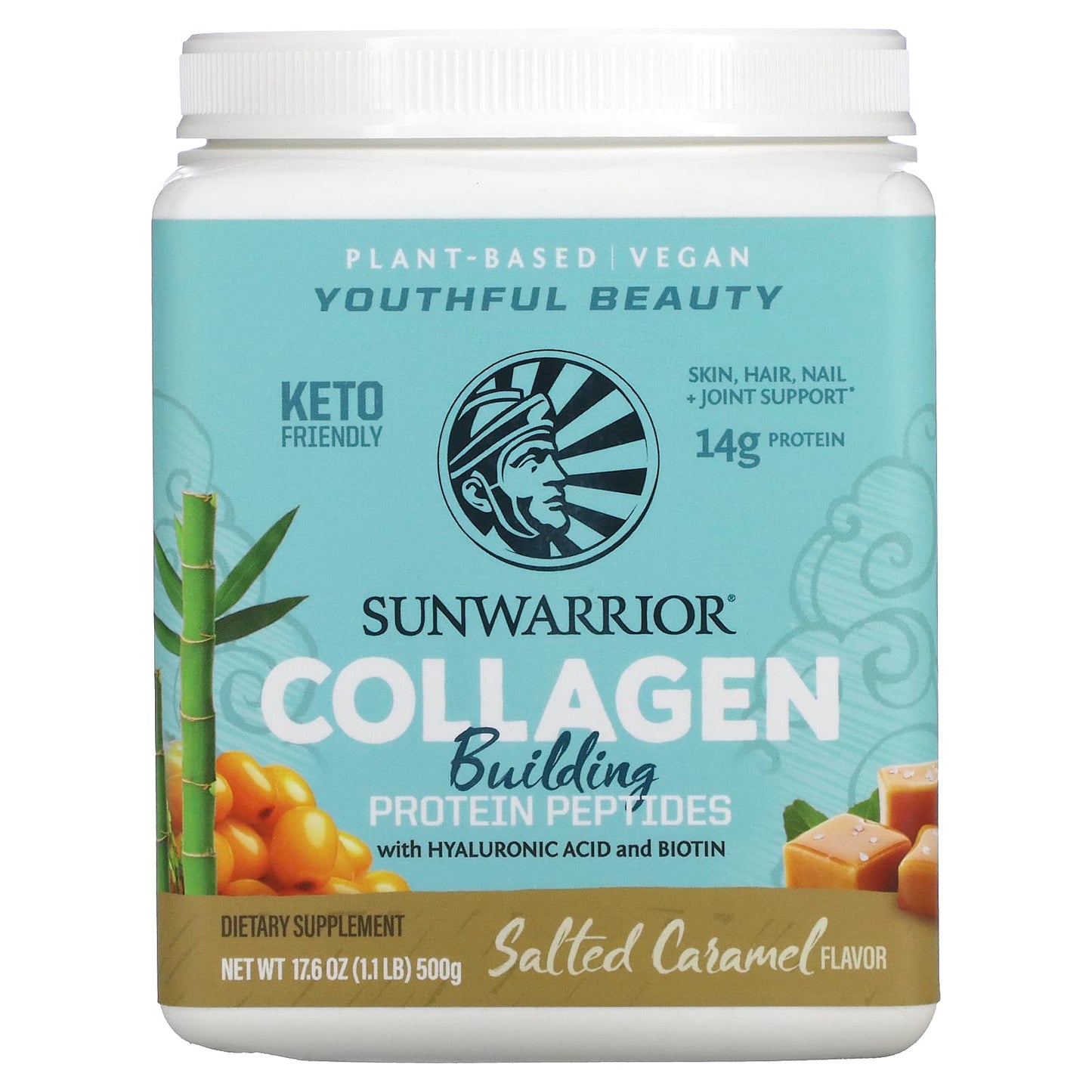 Sunwarrior-Collagen Building Protein Peptide-Salted Caramel-1.1 lb (500 g)