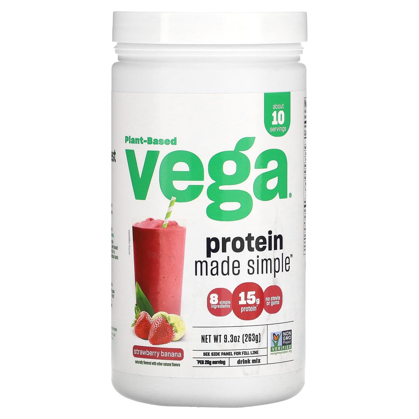 Vega-Plant-Based Protein Made Simple-Strawberry Banana-9.3 oz (263 g)