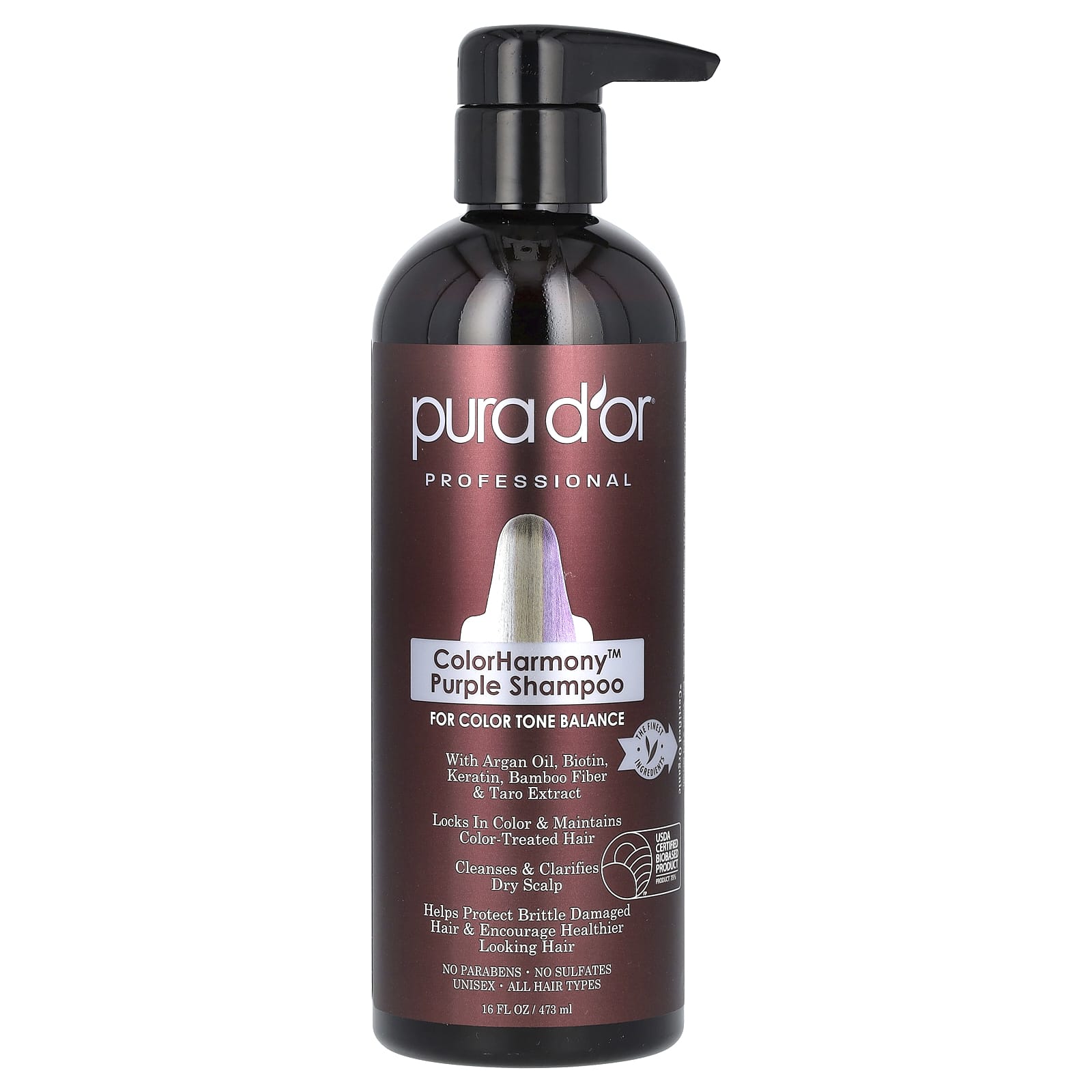 Pura D'or-Professional-ColorHarmony Purple Shampoo-16 fl oz (473 ml)