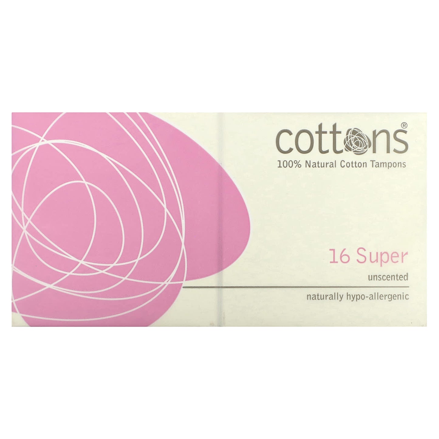 Cottons-100% Natural Cotton Tampons-Super-Unscented-16 Tampons