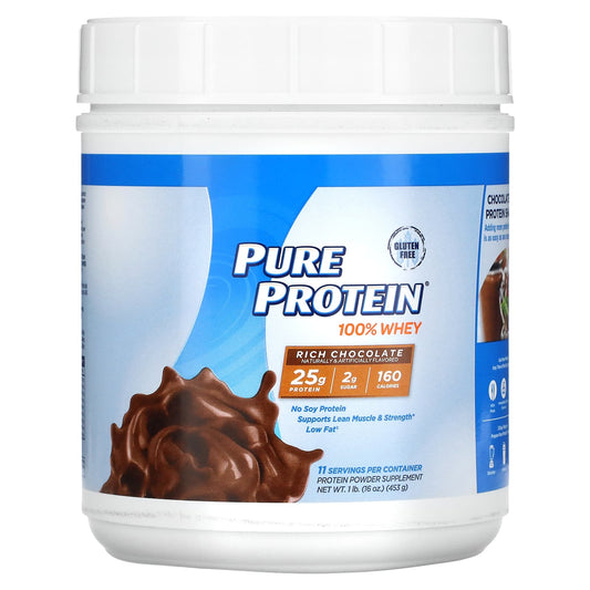 Pure Protein-100% Whey Pure Protein-Rich Chocolate-1 lb (453 g)