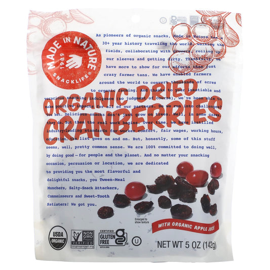 Made in Nature-Organic Dried Cranberries-With Organic Apple Juice-5 oz (142 g)