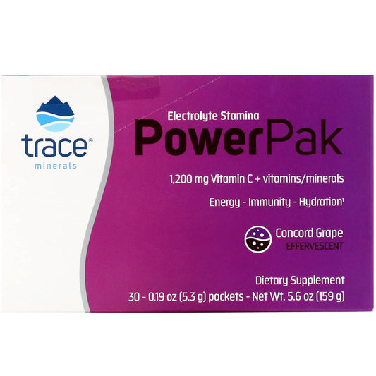 Trace Minerals ®-Electrolyte Stamina PowerPak-Concord Grape-30 Packets. 0.19 oz (5.3 g) Each