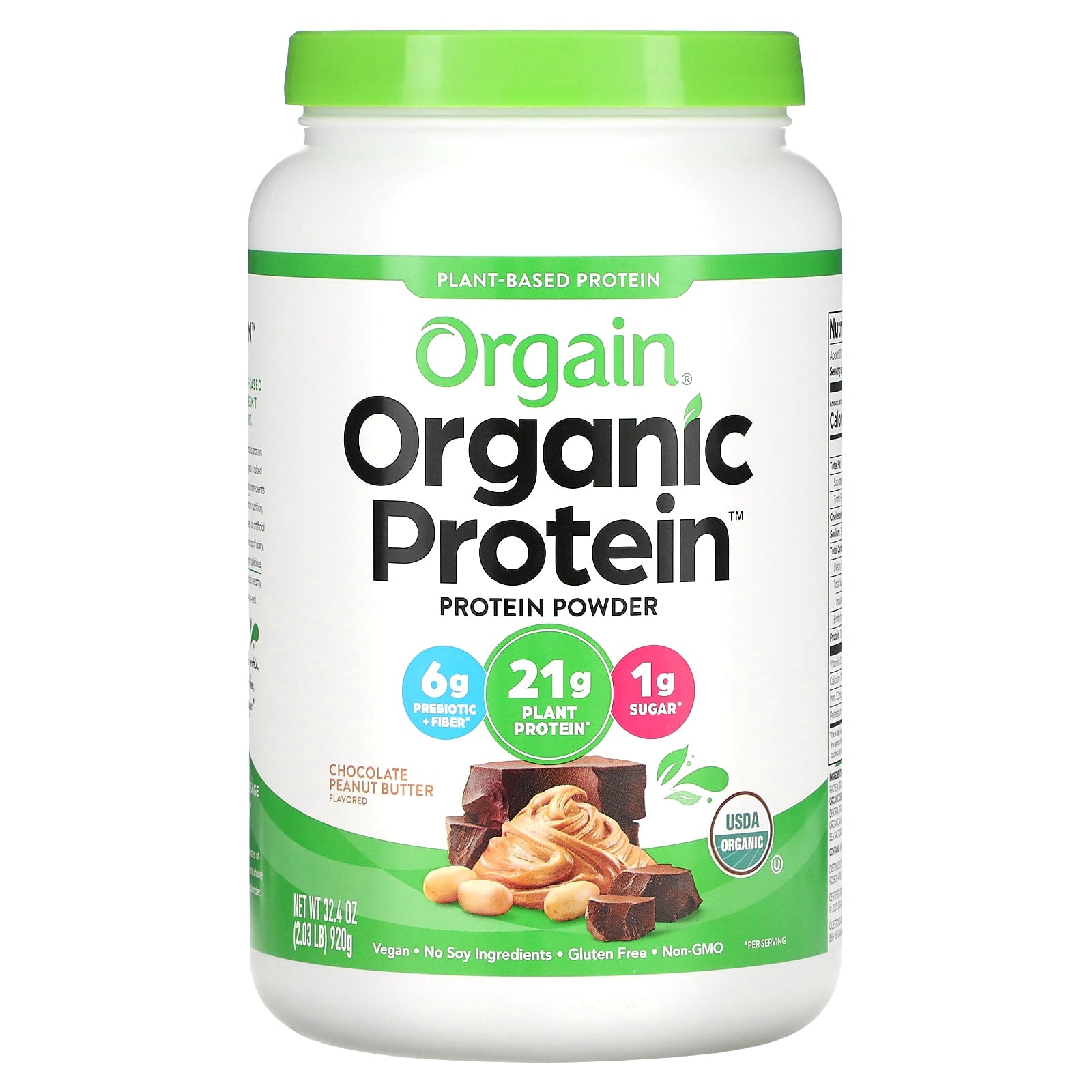 Orgain-Organic Protein Powder-Plant Based-Chocolate Peanut Butter-2.03 lb (920 g)