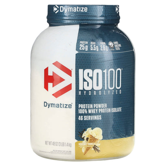 Dymatize-ISO100 Hydrolyzed-100% Whey Protein Isolate-Gourmet Vanilla-3 lb (1.4 kg)