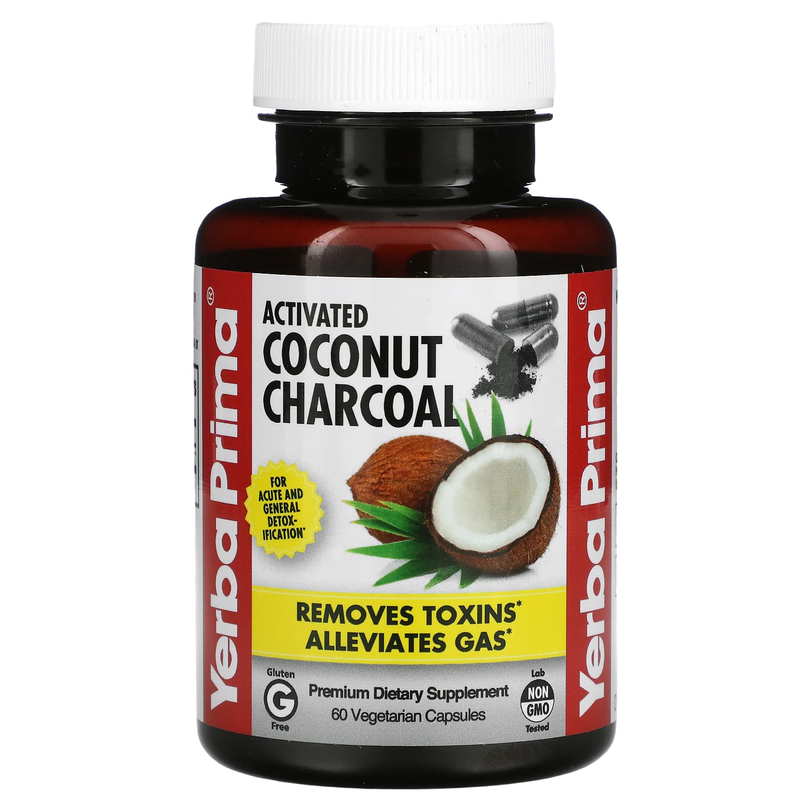 Yerba Prima-Activated Coconut Charcoal-60 Vegetarian Capsules