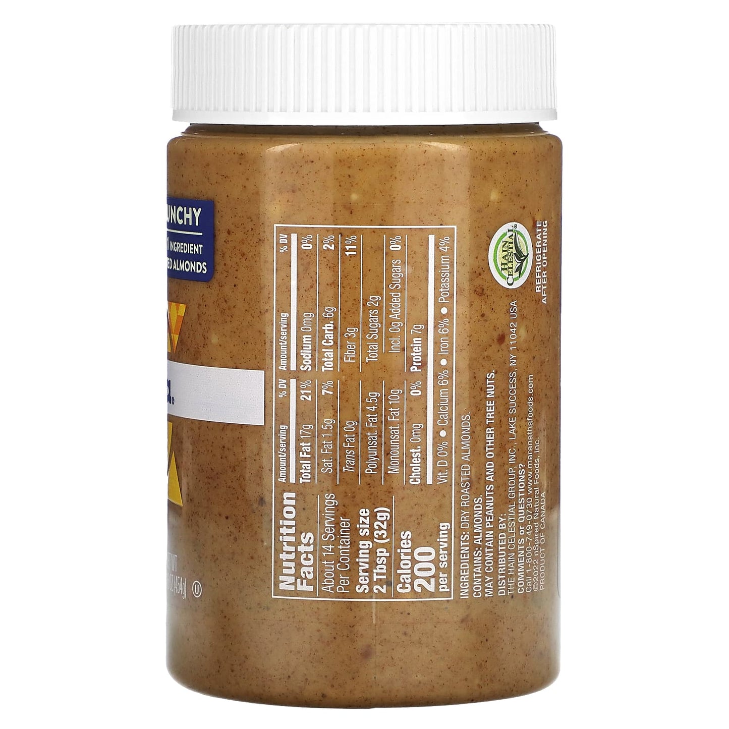 MaraNatha, Natural Almond Butter, Crunchy, 16 oz (454 g)