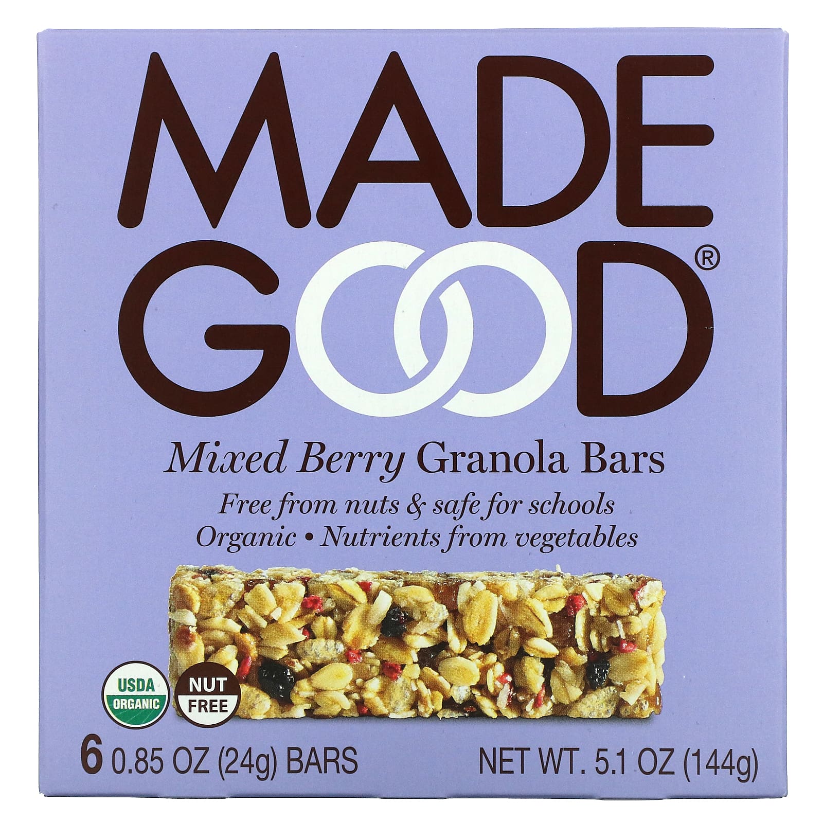 MadeGood-Granola Bars-Mixed Berry-6 Bars-0.85 oz (24 g) Each