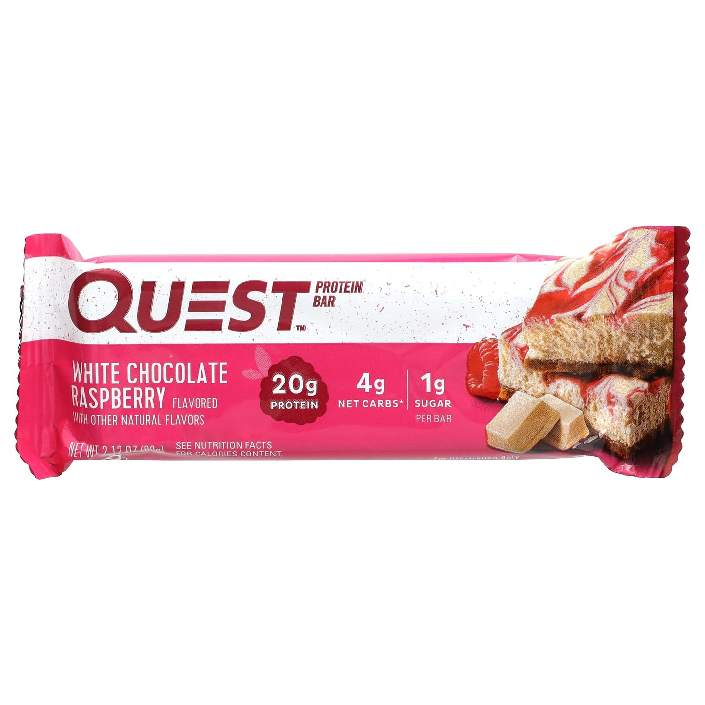 Quest Nutrition, Protein Bar, White Chocolate Raspberry, 4 Bars, 2.12 oz (60 g) Each