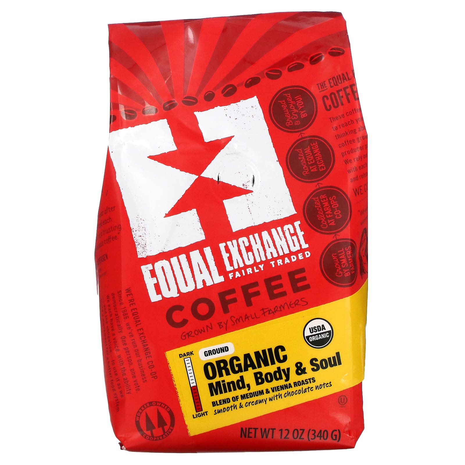 Equal Exchange-Organic Coffee-Mind Body & Soul-Ground-Medium & Vienna Roasts-12 oz (340 g)