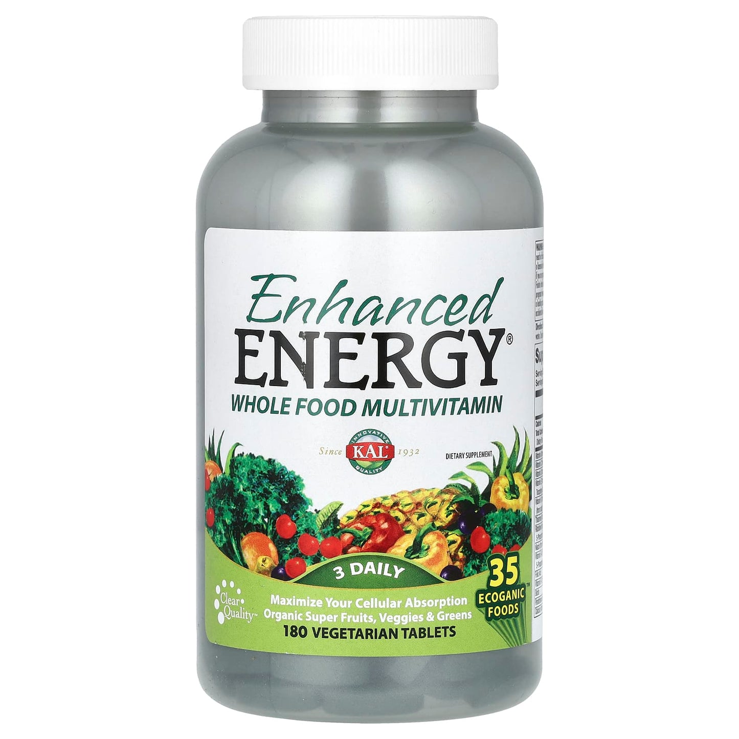 KAL-Enhanced Energy-Whole Food Multivitamin-180 Vegetarian Tablets