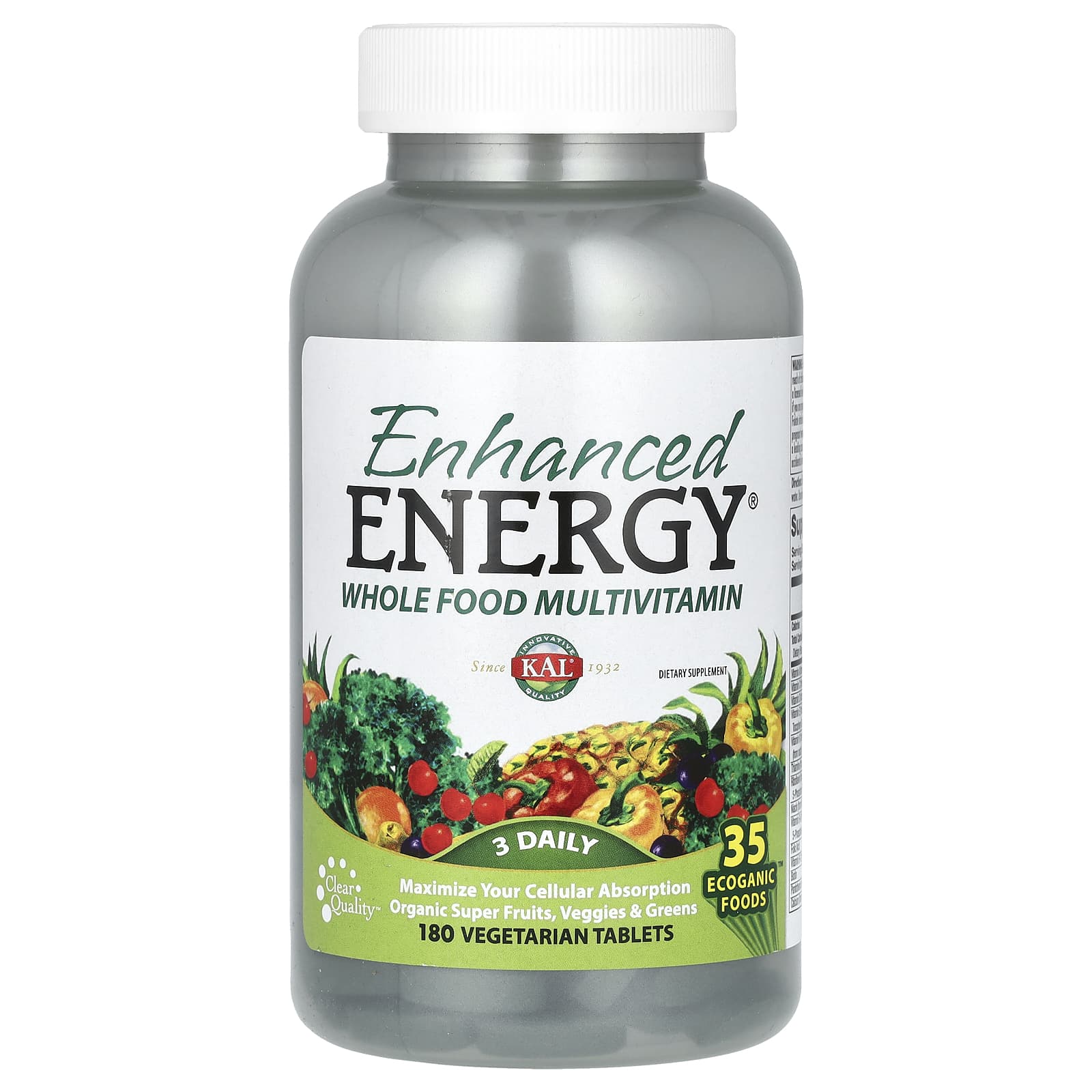 KAL-Enhanced Energy-Whole Food Multivitamin-180 Vegetarian Tablets