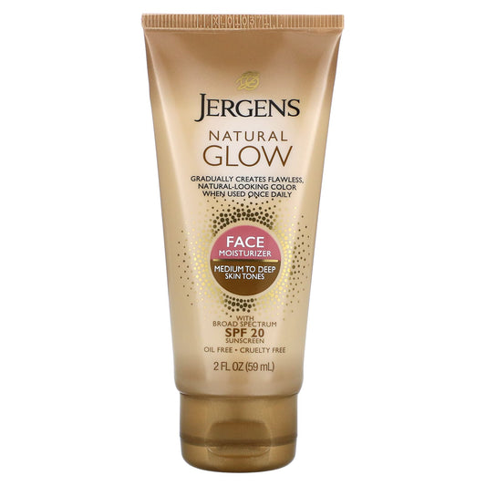 Jergens-Natural Glow-Face Moisturizer-SPF 20-Medium to Deep Skin Tones-2 fl oz (59 ml)