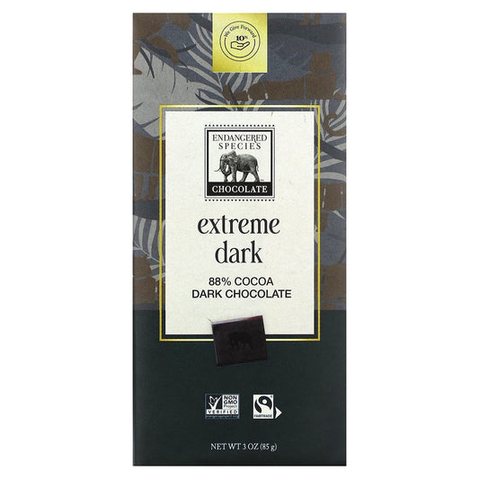 Endangered Species Chocolate-Extreme Dark Chocolate-88% Cocoa-3 oz (85 g)