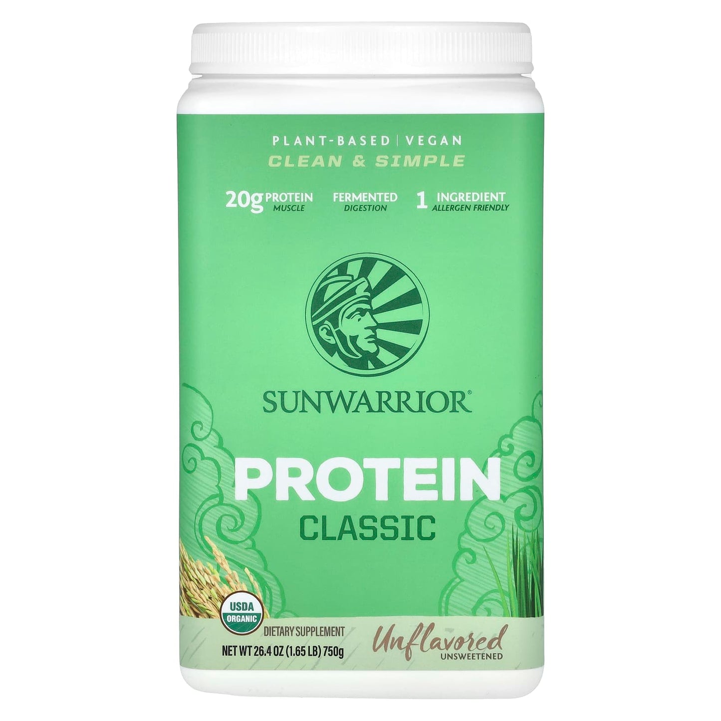 Sunwarrior-Classic Protein-Unflavored -1.65 lb (750 g)