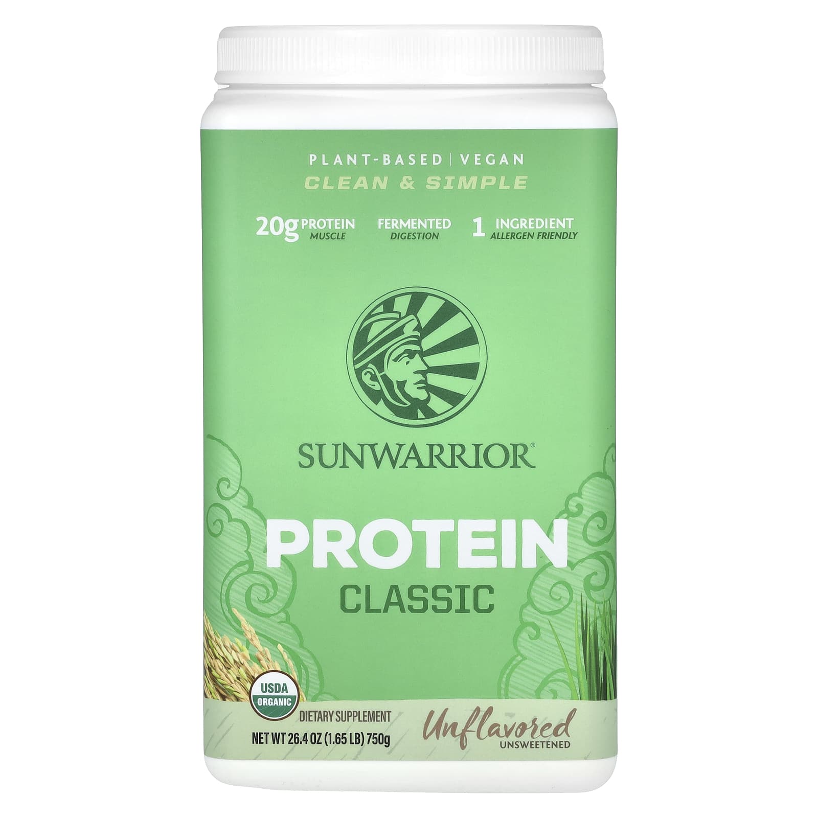 Sunwarrior-Classic Protein-Unflavored -1.65 lb (750 g)