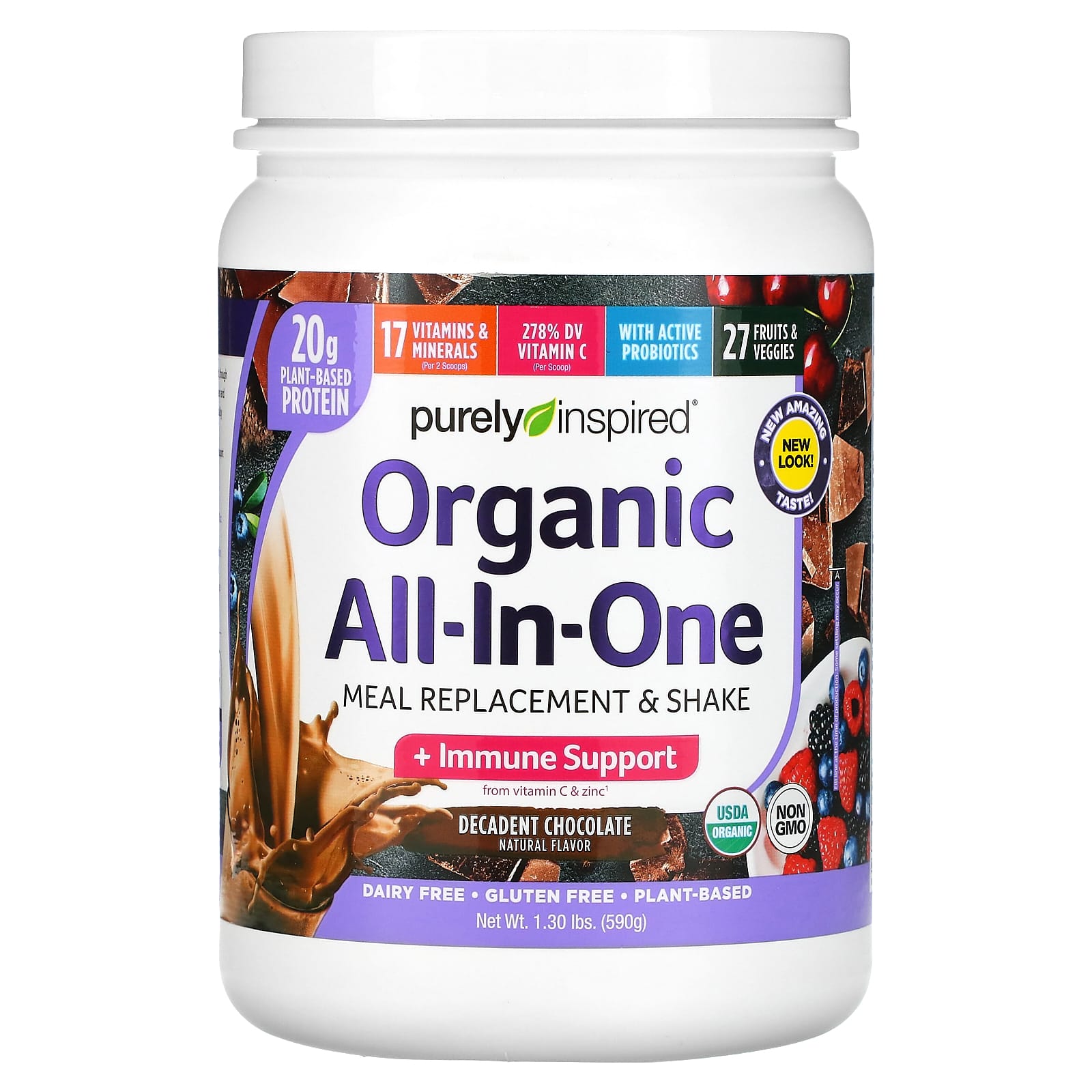 Purely Inspired-Organic All-In-One Meal Replacement & Shake-Decadent Chocolate-1.30 lbs (590 g)