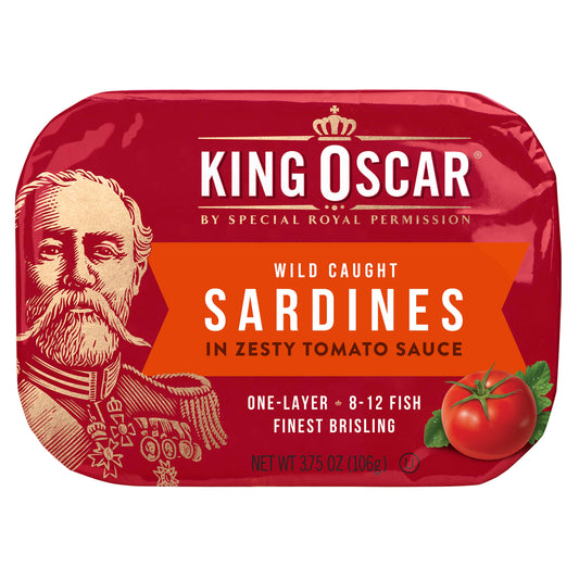 King Oscar-Wild Caught Sardines-In Zesty Tomato Sauce-3.75 oz (106 g)