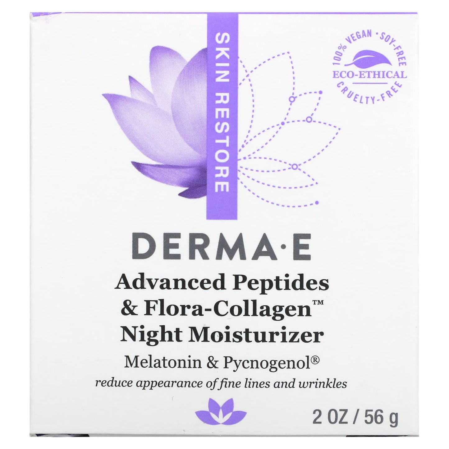 DERMA E, Advanced Peptides & Flora-Collagen Night Moisturizer, 2 oz (56 g)