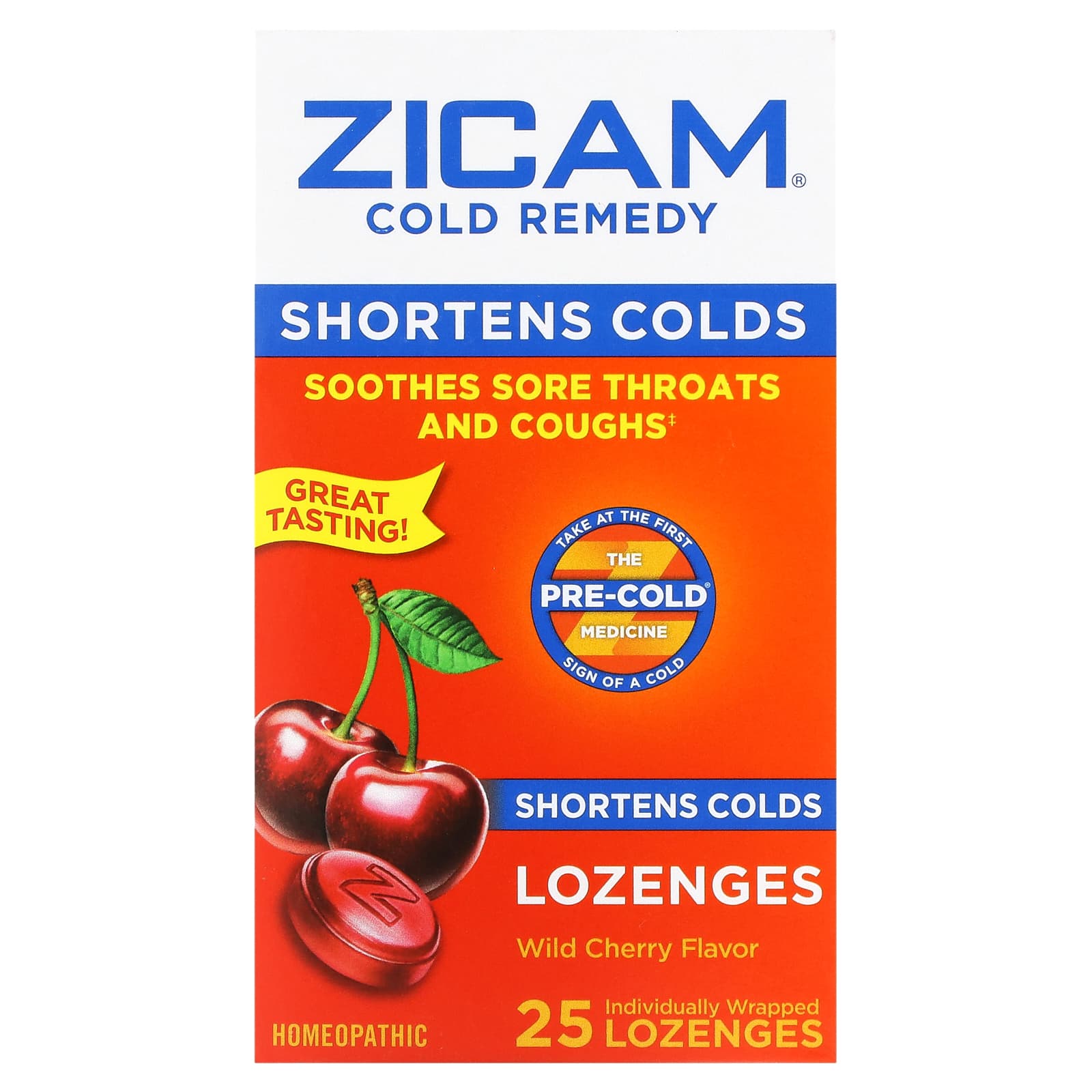 Zicam-Cold Remedy-Lozenges-Wild Cherry -25 Individually Wrapped Lozenges