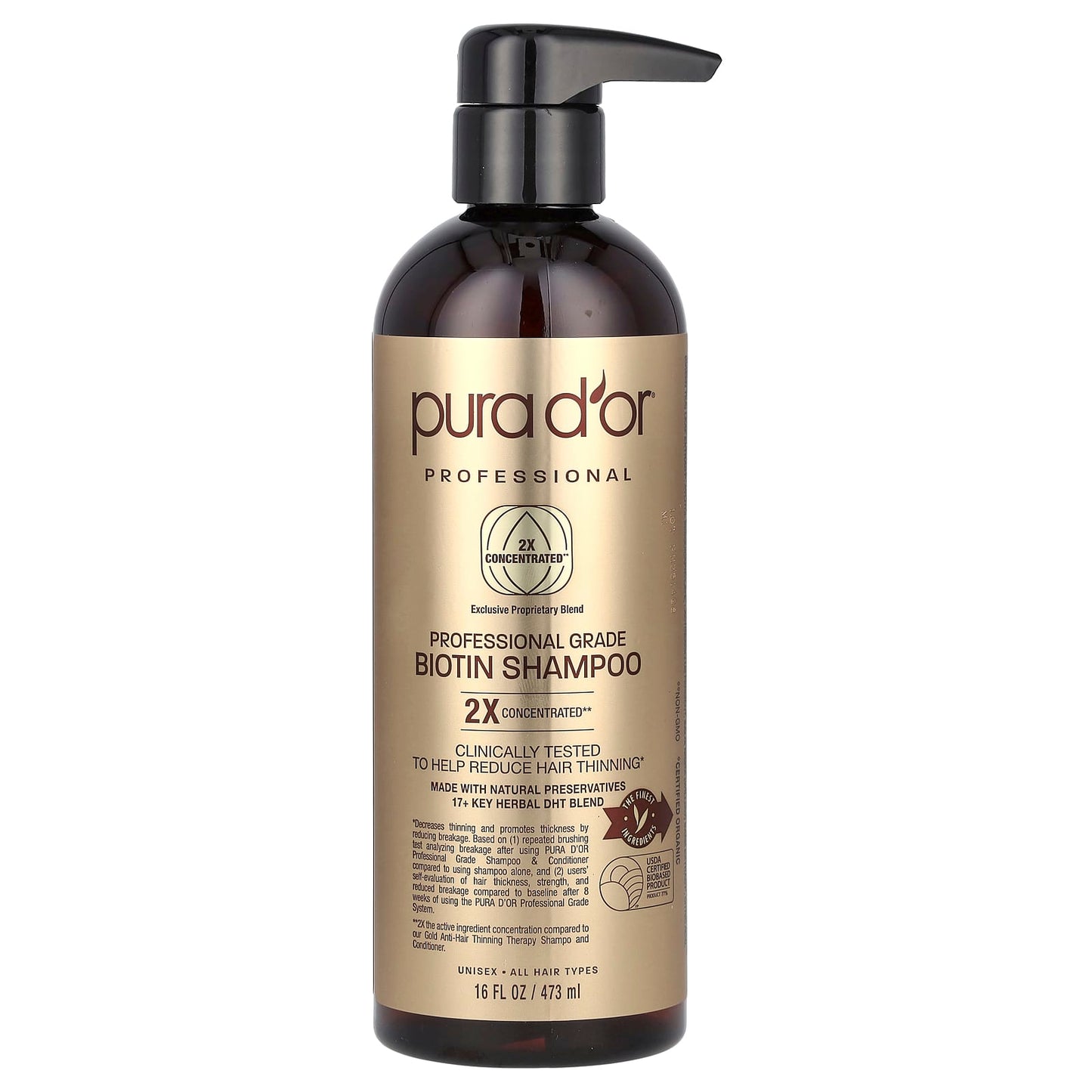 Pura D'or-Professional Grade Biotin Shampoo-16 fl oz (473 ml)