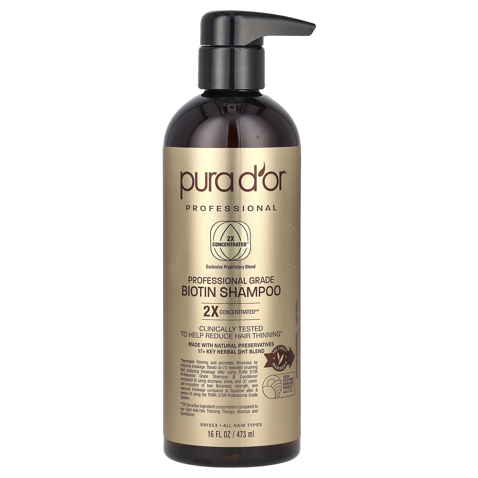 Pura D'or-Professional Grade Biotin Shampoo-16 fl oz (473 ml)