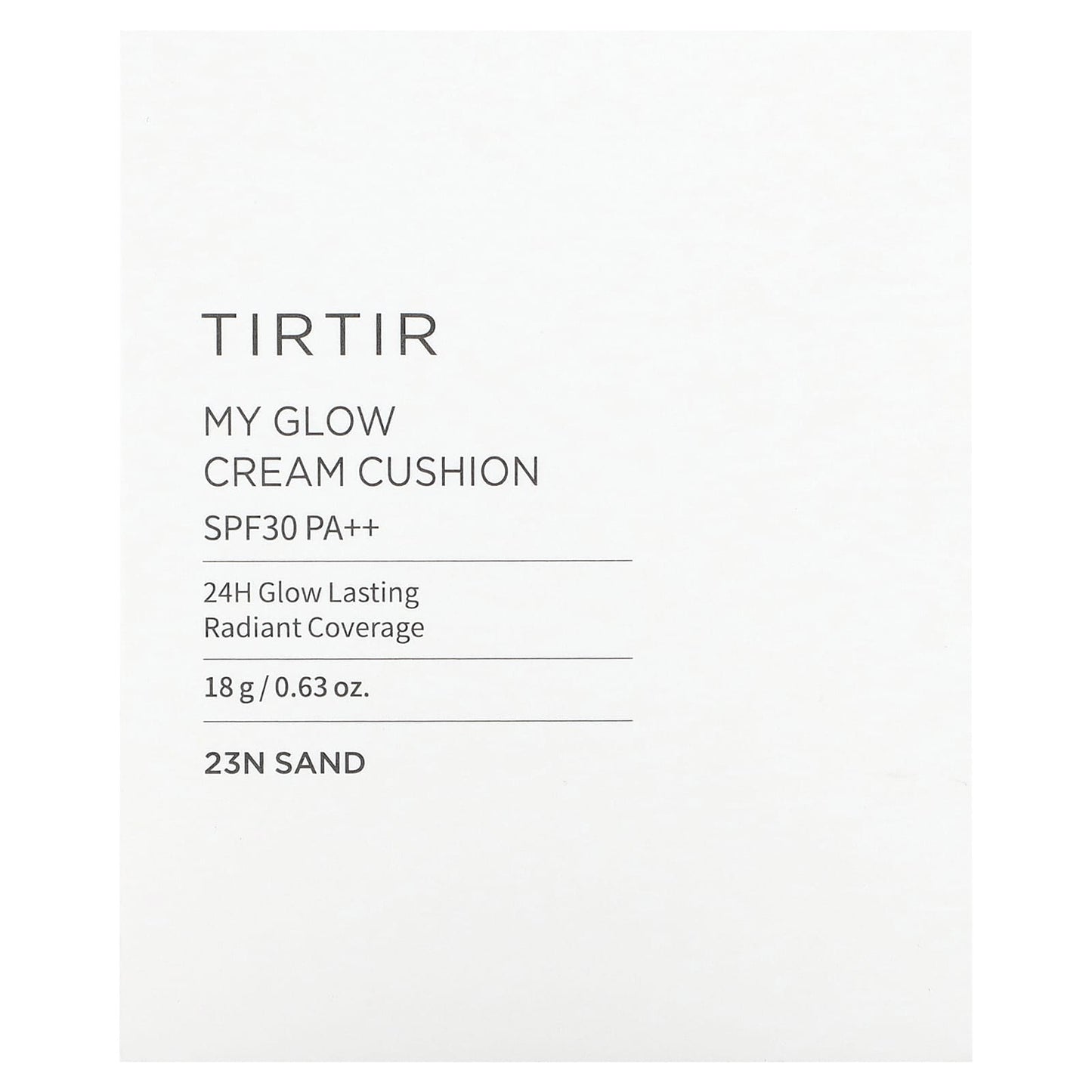 TIRTIR, My Glow Cream Cushion, SPF 30 PA++, 23N Sand, 0.63 oz (18 g)