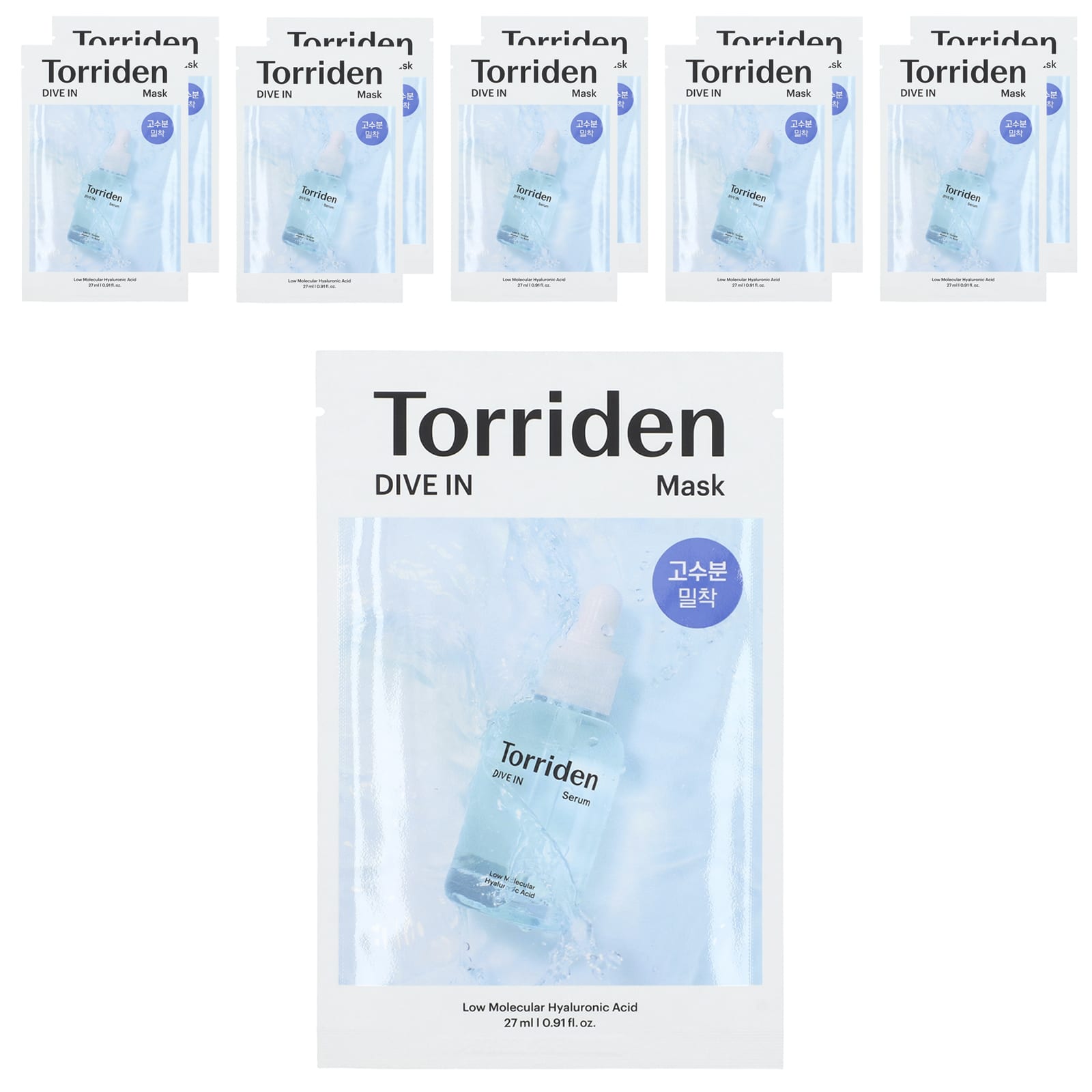 Torriden-Dive In-Low Molecular Hyaluronic Acid Beauty Mask-10 Sheet Mask-0.91 fl oz (27 ml) Each