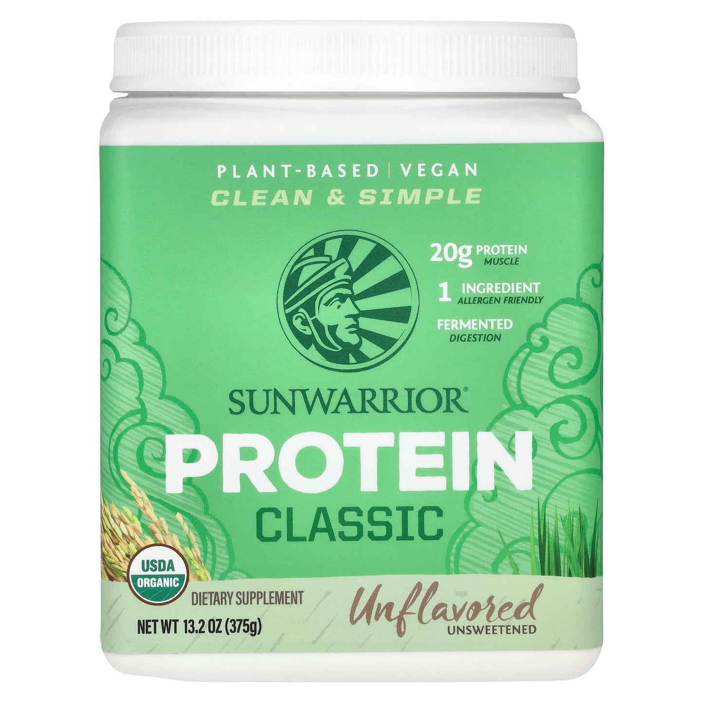 Sunwarrior-Classic Protein-Unflavored-13.2 oz (375 g)