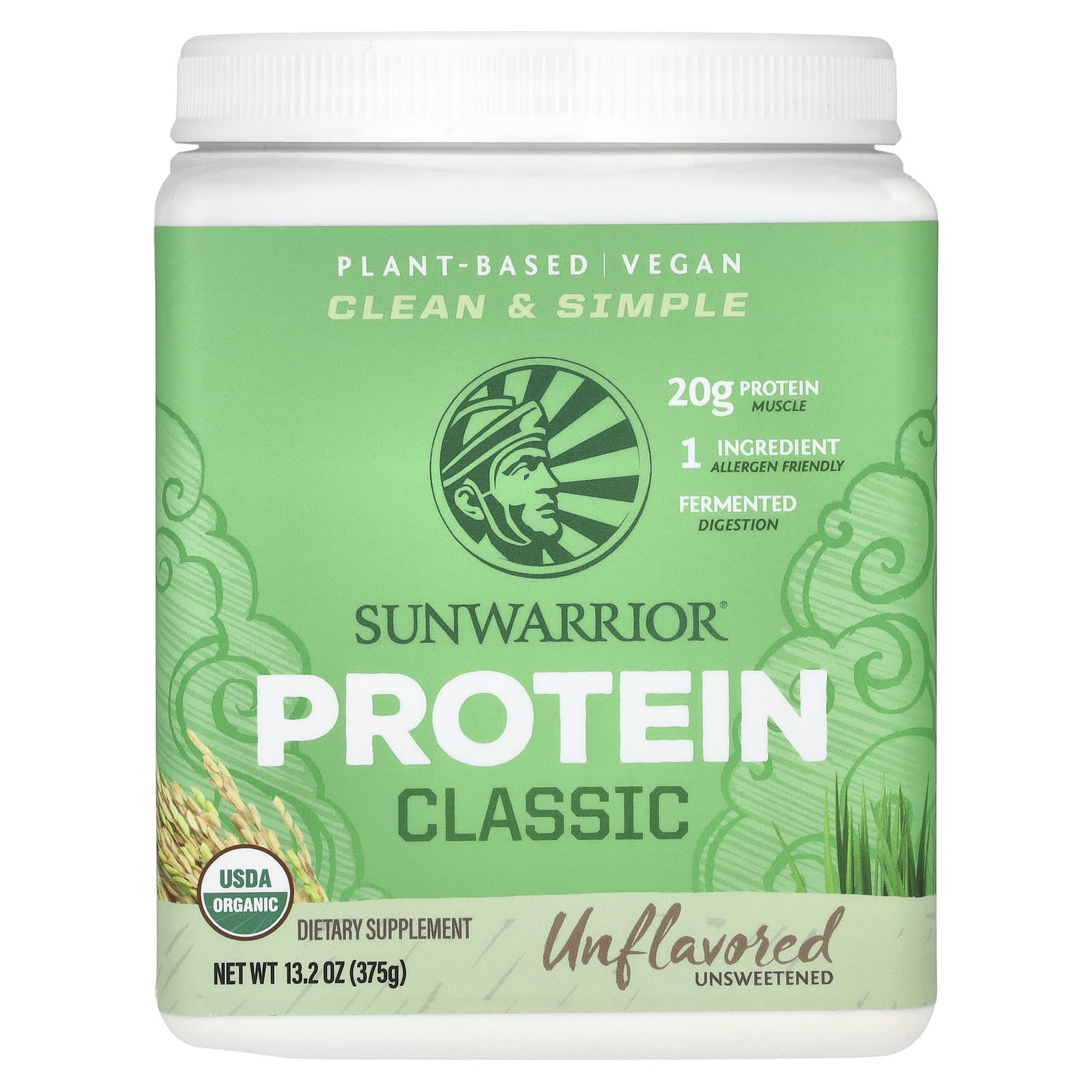 Sunwarrior-Classic Protein-Unflavored-13.2 oz (375 g)