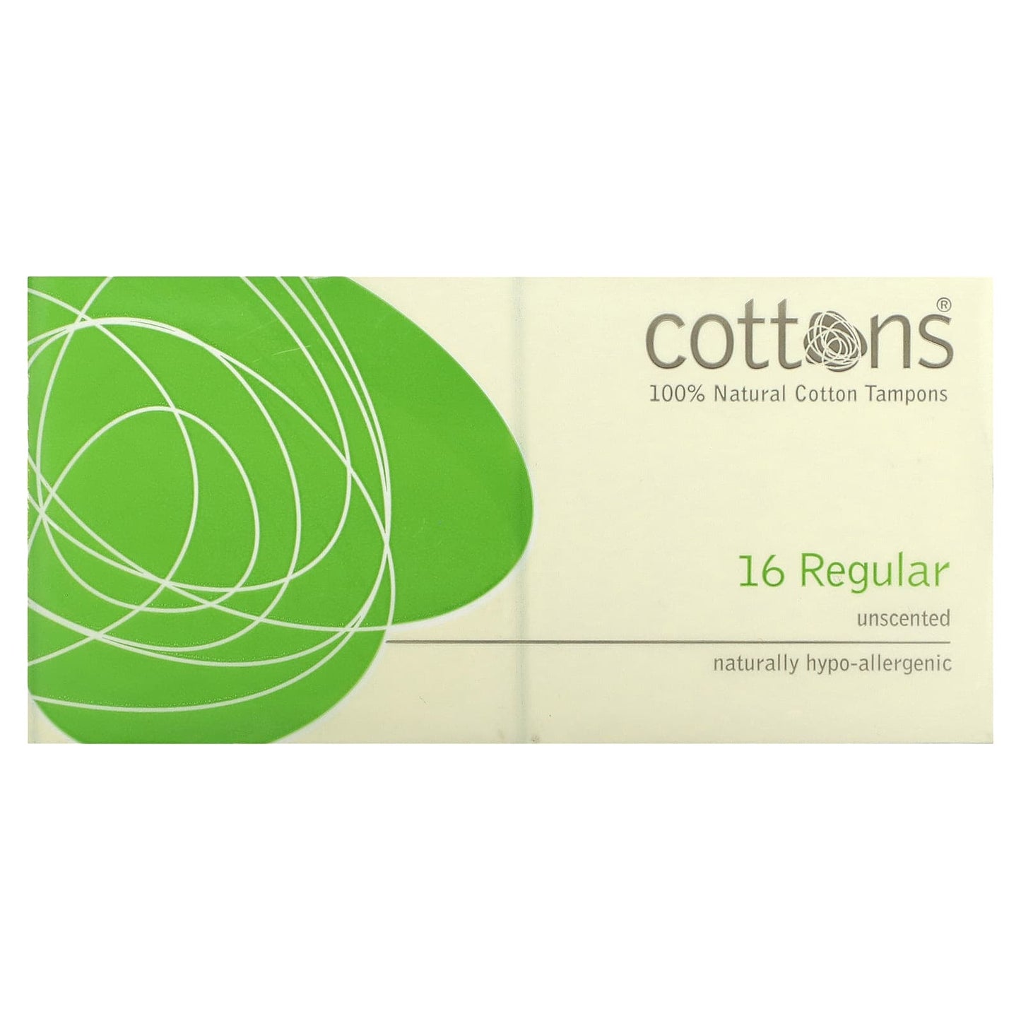 Cottons-100% Natural Cotton Tampons-Regular-Unscented-16 Tampons