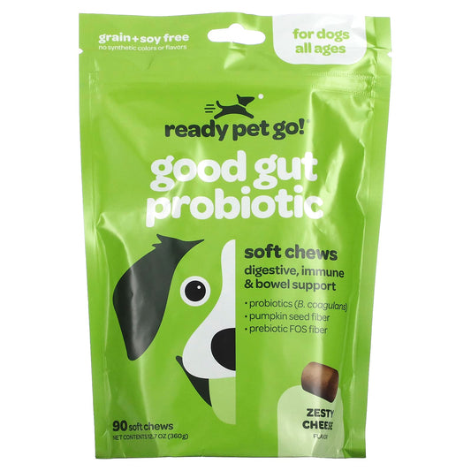 Ready Pet Go-Good Gut Probiotic-For Dogs-All Ages-Zesty Cheese-90 Soft Chews-12.7 oz (360 g)