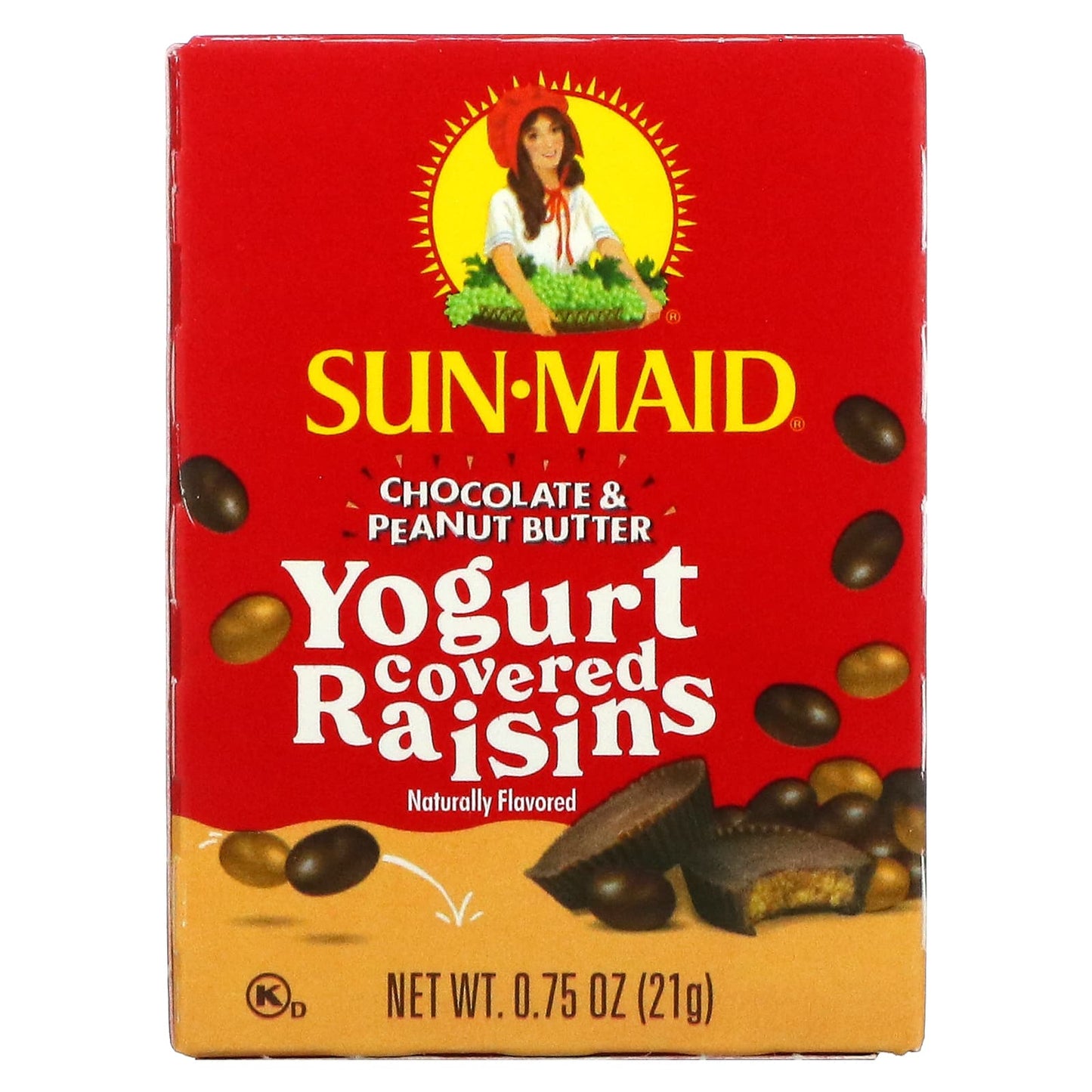 Sun-Maid, Yogurt Covered Raisins, Chocolate & Peanut Butter,  6 Boxes, 0.75 oz (21 g) Each